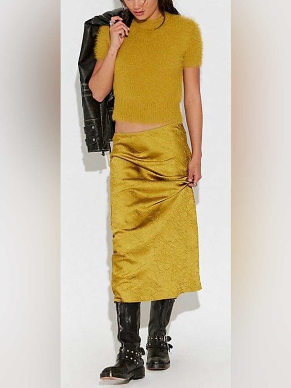 Free People Alexandra crushed satin maxi skirt set